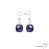 Boucles d'oreilles améthyste et argent massif 925, pierre naturelle, pendantes