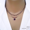 bijou femme collier violet en pierre améthyste et argent massif réalisé à la main en France