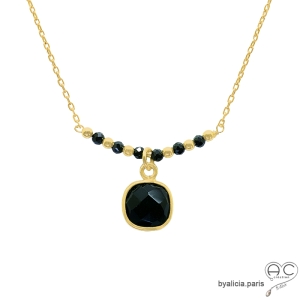 ras de cou onyx noire plaqué or femme réalisé sur mesure en France