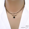 collier pierre naturelle noire agate plaqué or bijou créateur