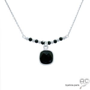 ras de cou onyx noire argent massif femme réalisé sur mesure en France