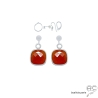 Boucles d'oreilles cornaline et argent massif 925, pierre naturelle, pendantes, création by Alicia
