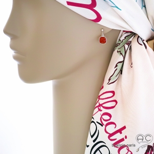Paire de boucles d’oreilles oranges cornaline coussin – fabrication artisanale