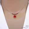 Collier cornaline entouré des petites cornalines orange sur une chaîne en argent massif 925, ras de cou, création by Alicia