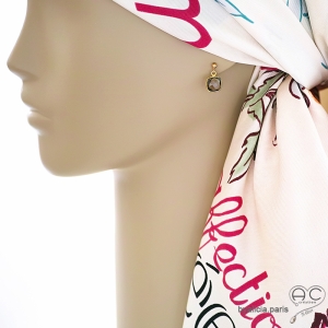 boucles d'oreilles femme pendantes dorrées avec quartz fumé