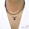 collier marron femme en pierre naturelle quartz fumé et argent massif fait main sur mesure