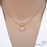 Collier quartz rose entouré de petites opales roses sur une chaîne en plaqué or, ras de cou, fait main, création by Alicia