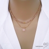 bijou artisanal collier rose femme en pierre naturelle quartz rose et plaqué or