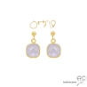 boucles d'oreilles en quartz rose et plaqué or 3 microns, boucles femme pendantes en pierre naturelle fait main en France