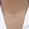 Collier quartz rose entouré de petites opales roses sur une chaîne en argent massif, ras de cou, création by Alicia