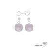 boucles d'oreilles en quartz rose et argent massif 925, boucles femme pendantes en pierre naturelle femme fait main en France