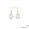 boucles d'oreilles en pierre de lune et plaqué or 3 microns, boucles femme pendantes en pierre naturelle blanche fait main