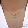 collier en calcédoine et amazonite, plaqué or 3 microns, ras de cou femme en  pierre naturelle fait main en France