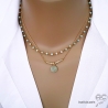 collier artisanal femme en pierre verte et plaqué or