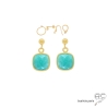 Boucles d'oreilles amazonite et plaqué or, pierre naturelle, pendantes, création by Alicia