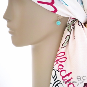 Paire de boucles d’oreilles amazonite avec attaches argent, fait main en France
