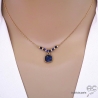 collier en lapis lazulie et plaqué or 3 microns, ras de cou femme en pierre naturelle bleu fait main