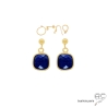 Boucles d'oreilles lapis lazuli et plaqué or, pierre naturelle bleue, pendantes, création by Alicia