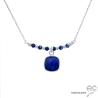 Collier lapis lazuli entouré des petites pierres sur une chaîne en argent massif, ras de cou, création by Alicia
