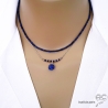 Collier lapis lazuli entouré des petites pierres sur une chaîne en argent massif, ras de cou, création by Alicia
