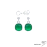 boucles d'oreilles en agate verte et argent massif 925, boucles femme pendantes en pierre naturelle fait main en France