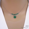 Collier ras de cou agate verte entouré des petites pierres sur une chaîne en argent massif fait main création by Alicia