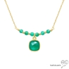 ras de cou vert femme pierre onyx vert agate verte plaqué or collier choker artisanal fait main en France