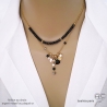 collier noir femme artisanal en agate noire et plaqué or réalisé à la main en France