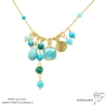 Collier breloques pierres naturelles bleu vert en plaqué or – amazonite et turquoise – By Alicia Paris