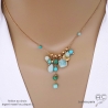 Collier breloques en amazonite et plaqué or, bijou artisanal fait main en France, création by Alicia