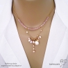 Collier breloques en perles naturelles et plaqué or 3 microns, bijou artisanal fait main en France, création by Alicia