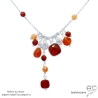 collier cornaline naturelle en argent massif 925, bijou fait main sur mesure en France