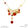 collier cornaline naturelle en plaqué or, bijou fait main sur mesure en France