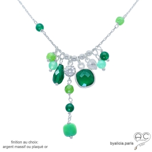 Collier Agate Verte et Argent Massif – Bijou Artisanal Fait Main en France