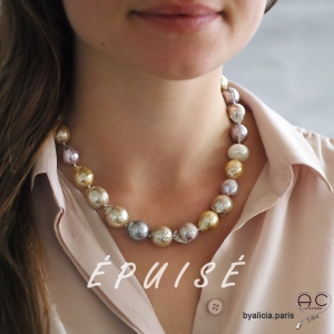 Collier perles baroques naturelles couleurs passtelles, création fait main