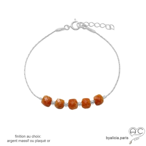 bracelet femme pierre amazonite sur une chaîne fine en argent 925 réalisé à la main sur mesure en France
