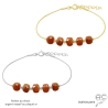 Bracelet orange femme cornaline sur une chaîne fine en plaqué or ou argent massif, artisanal