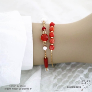 bijoux créateur bracelet femme en pierre semi-précieuse cornaline réalisé à la main