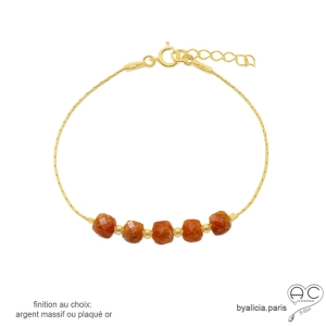 bracelet femme pierre amazonite sur une chaîne fine en plaqué or réalisé à la main sur mesure en France