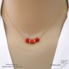 Collier ras de cou choker orange femme cornaline sur une chaîne fine en plaqué or fait main