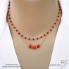 bijoux femme collier ras de cou choker pierre cornaline fait à la main sur mesure en France