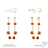 boucles d'oreilles oranges femme courtes discréte fines pierre naturelle cornaline fait sur mesure en France