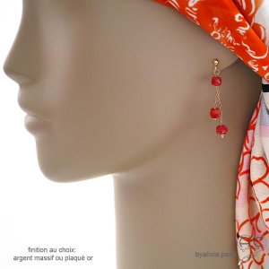 Boucles d'oreilles cornaline, courtes, pendantes, fait main, création by Alicia