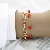 bracelet orange femme en cornaline et plaqué or artisanal
