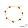 bracelet chaîne fine plaqué or avec pierre semi-précieuse cornaline fait sur mesure à la main en France
