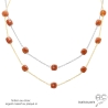 Collier, sautoir, cornaline parsemée sur une chaîne fine plaqué or ou argent, pierre semi-précieuse, création by Alicia