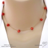 collier chaîne fine plaqué or avec pierre naturelle orange cornaline fait à la main en France