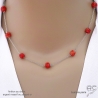 collier chaîne fine argent 925 avec pierre naturelle orange cornaline fait à la main en France