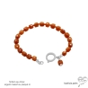 Bracelet en cornaline sur élastique avec grand fermoir finition argent massif