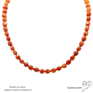 collier pierre naturelle cornaline artisanal réalise à la main en France